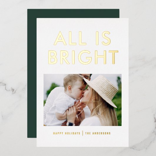 elegante folie 1 foto moderne folie vakantiekaart folie feestdagenkaart (Voorkant / Achterkant)