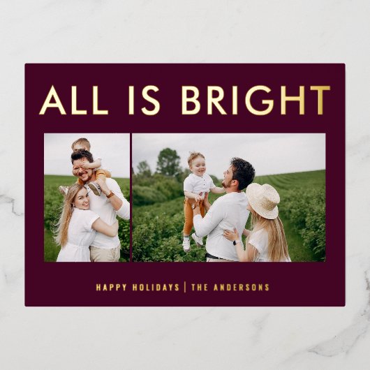 elegante folie 2 foto modern folie vakantie briefk folie feestdagen briefkaart (Voorkant)