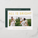 elegante folie 2 foto moderne folie vakantie ansic folie feestdagen briefkaart<br><div class="desc">groene witte en folie 2 foto collage moderne leuke familie kerst ansichtkaart ontwerp.</div>