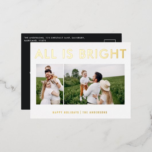 elegante folie 2 foto moderne folie vakantie ansic folie feestdagen briefkaart (Voorkant / Achterkant)