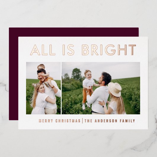 elegante folie 2 foto moderne folie vakantiekaart folie feestdagenkaart (Voorkant / Achterkant)