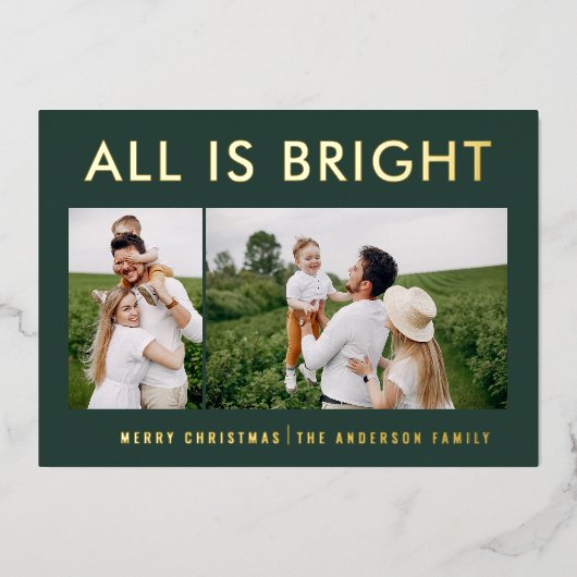 elegante folie 2 foto moderne folie vakantiekaart folie feestdagenkaart (Voorkant)