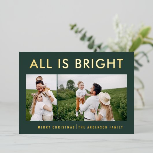 elegante folie 2 foto moderne folie vakantiekaart folie feestdagenkaart (Staand Voorkant)