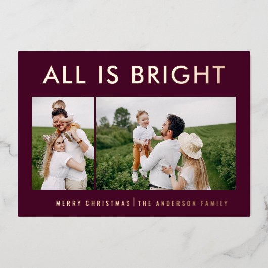 elegante folie 2 foto moderne folie vakantiekaart folie feestdagenkaart (Voorkant)