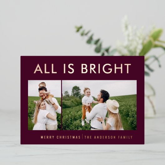 elegante folie 2 foto moderne folie vakantiekaart folie feestdagenkaart (Staand Voorkant)