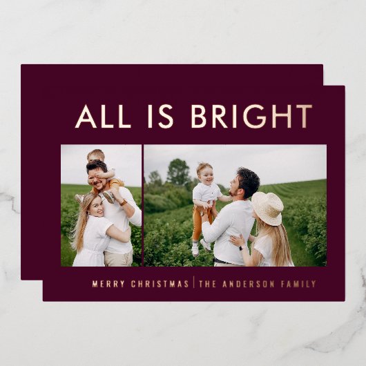 elegante folie 2 foto moderne folie vakantiekaart folie feestdagenkaart (Voorkant / Achterkant)