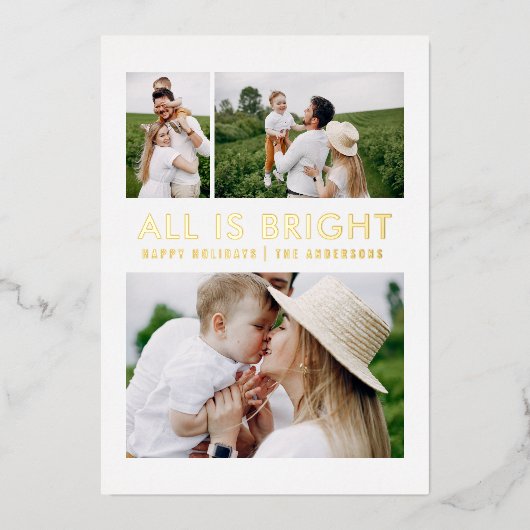 elegante folie 3 foto moderne folie vakantiekaart folie feestdagenkaart (Voorkant)