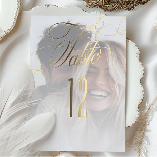 Elegante Folie Calligrafie Huwelijk Tafelnummer