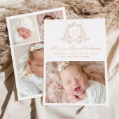 Elegante Folie Crest Monogram Geboorteaankondiging Folie Uitnodiging