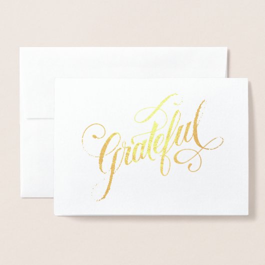 Elegante Folie Dankbaar Script voor Thanksgiving Kaarten (Voorkant met envelop)