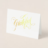 Elegante Folie Dankbaar Script voor Thanksgiving Kaarten (Voorkant)