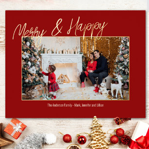 Elegante Folie Familie Fotokaart Uitnodiging Briefkaart