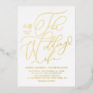 Elegante Folie Gedrukte Whimsical Calligrafie Brui Uitnodiging