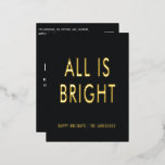 elegante folie geen foto moderne folie vakantie an folie feestdagen briefkaart<br><div class="desc">zwart wit en folie niet-foto collage moderne leuke familie kerstkaart ontwerp.</div>