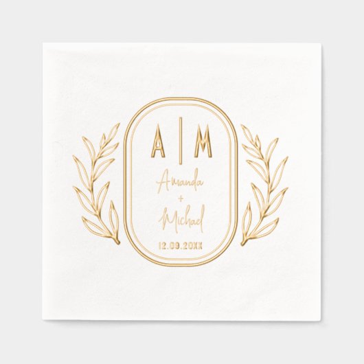 Elegante Folie gestempeld servetten met monogramme (Voorkant)