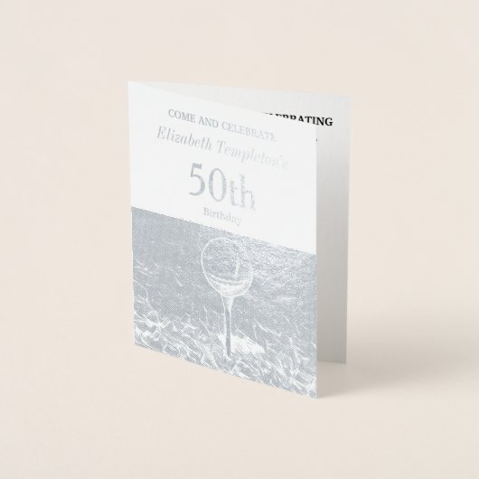 Elegante Folie golfhobby 50e sportverjaardag Folie Kaarten (Voorkant)