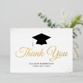 elegante folie gouden afstuderen bedankkaart folie uitnodiging (Staand Voorkant)