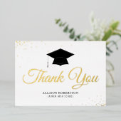 elegante folie gouden afstuderen bedankkaart uitnodiging (Staand Voorkant)