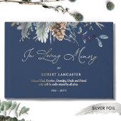 Elegante Folie in liefdevolle herinnering, Blue Fl Gastenboek