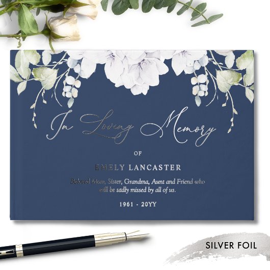 Elegante Folie in liefdevolle herinnering Witte bl Gastenboek