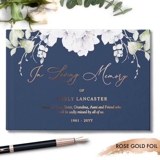 Elegante Folie in liefdevolle herinnering Witte bl Gastenboek