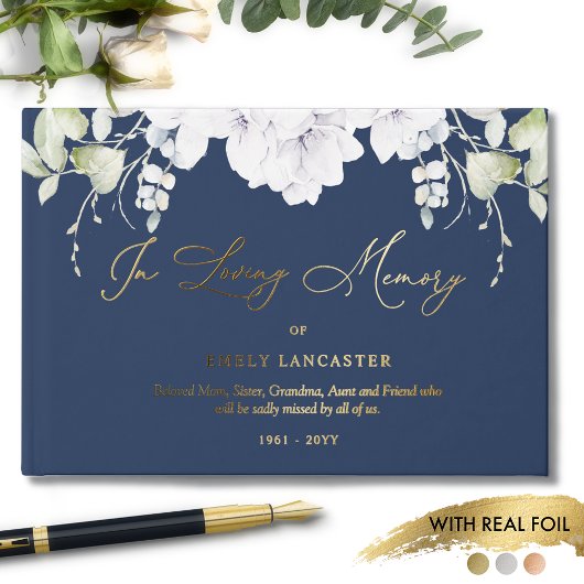 Elegante Folie in liefdevolle herinnering Witte bl Gastenboek