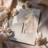 Elegante Folie Kalligrafie Trouwtafel Nummer Uitnodiging