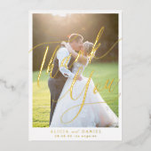 Elegante folie script foto bruiloft bedankkaart folie uitnodiging (Voorkant)
