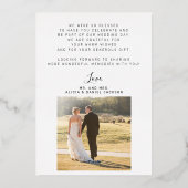 Elegante folie script foto bruiloft bedankkaart folie uitnodiging (Achterkant)