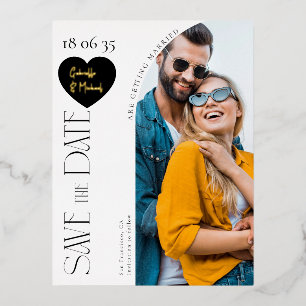 Elegante Folie Script Trouw Save The Date Feestdagen Briefkaart