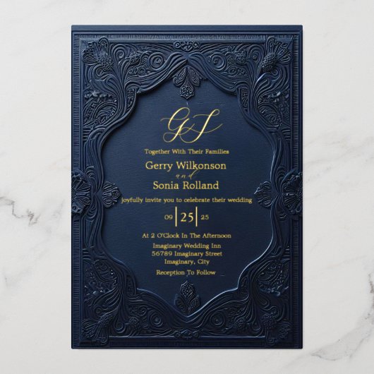 Elegante Folie Uitnodiging Unie (Voorkant)