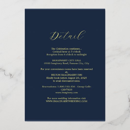 Elegante Folie Uitnodiging Unie (Achterkant)