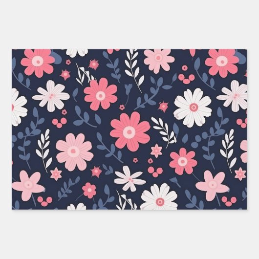 Elegante Folk Art Flower Inpakpapier Vel (Voorkant 2)