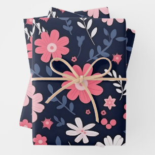 Elegante Folk Art Flower Inpakpapier Vel