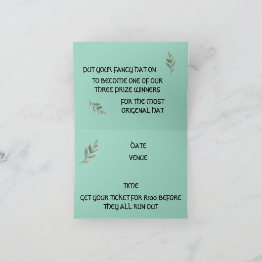 Elegante fondsenwervende Kaart met een bladthema (Binnen)