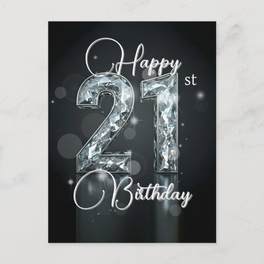 Elegante fonkelende diamant met 21e verjaardag briefkaart (Voorkant)