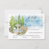 Elegante Fontein bloem, duiven Zomer Bruiloft RSVP Kaart (Voorkant)