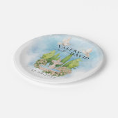 Elegante fontein | bloemen duiven Bruiloft Luxe Papieren Bordje (Gekanteld)