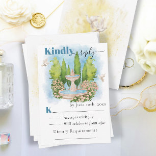 Elegante Fontein Bloemen Duiven Zomer Bruiloft RSV Kaart