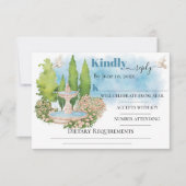 Elegante Fontein bloemenduiven Bruiloft RSVP Kaart (Voorkant)