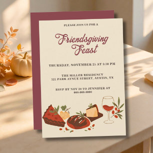 Elegante Food & Wine Friendsgiving-feest  Kaart