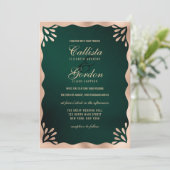 Elegante Forest Gold Metallic Wavy Border Wedding Kaart (Staand voorkant)