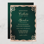 Elegante Forest Gold Metallic Wavy Border Wedding Kaart (Voorkant / Achterkant)