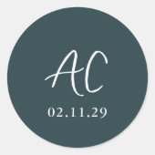 Elegante Forest Green Clean bruiloft Ronde Sticker (Voorkant)