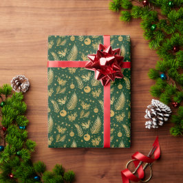 Elegante Forest Green en Gold Christmas Wrapping Cadeaupapier