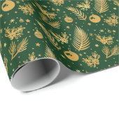 Elegante Forest Green en Gold Christmas Wrapping Cadeaupapier (Rol Hoek)