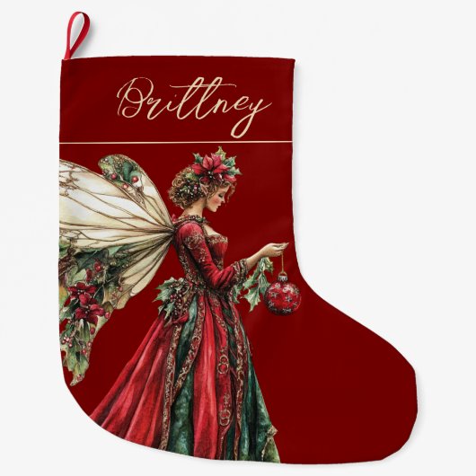 Elegante Forestcore Kerst Elf Grote Kerstsok (Voorkant)