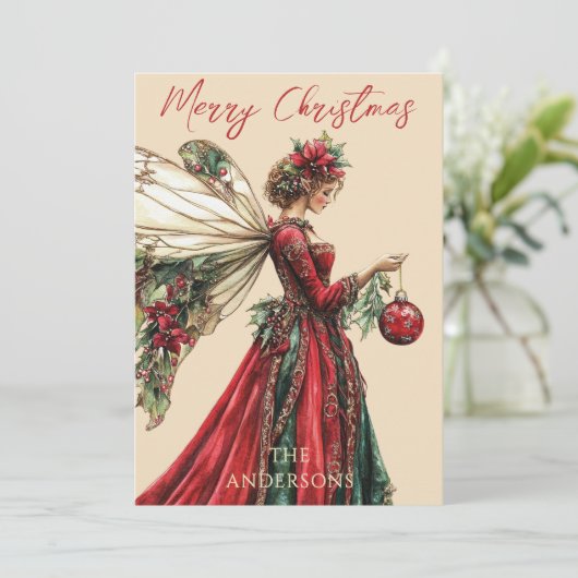 Elegante Forestcore Kerstfeeërie Vakantie  Feestdagenkaart (Staand voorkant)