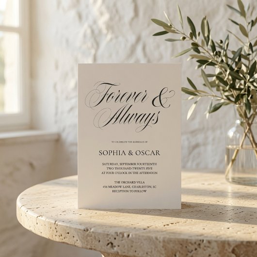 Elegante 'Forever & Always' Trouw  Kaart