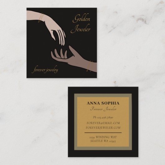 Elegante Forever Permanente Sieraden Vierkante Visitekaartje (Voorkant / Achterkant)